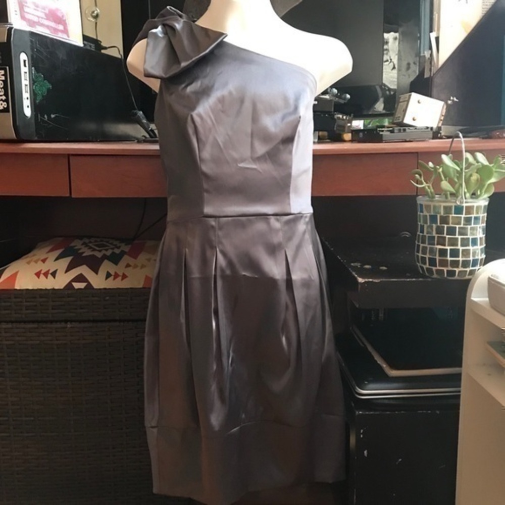 Beautiful B. Darlin One Shoulder Shiny Steel Dress